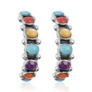 SANTA FE Style Multi Gemstone Earrings in Sterling